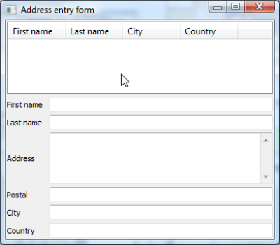 Address entry form